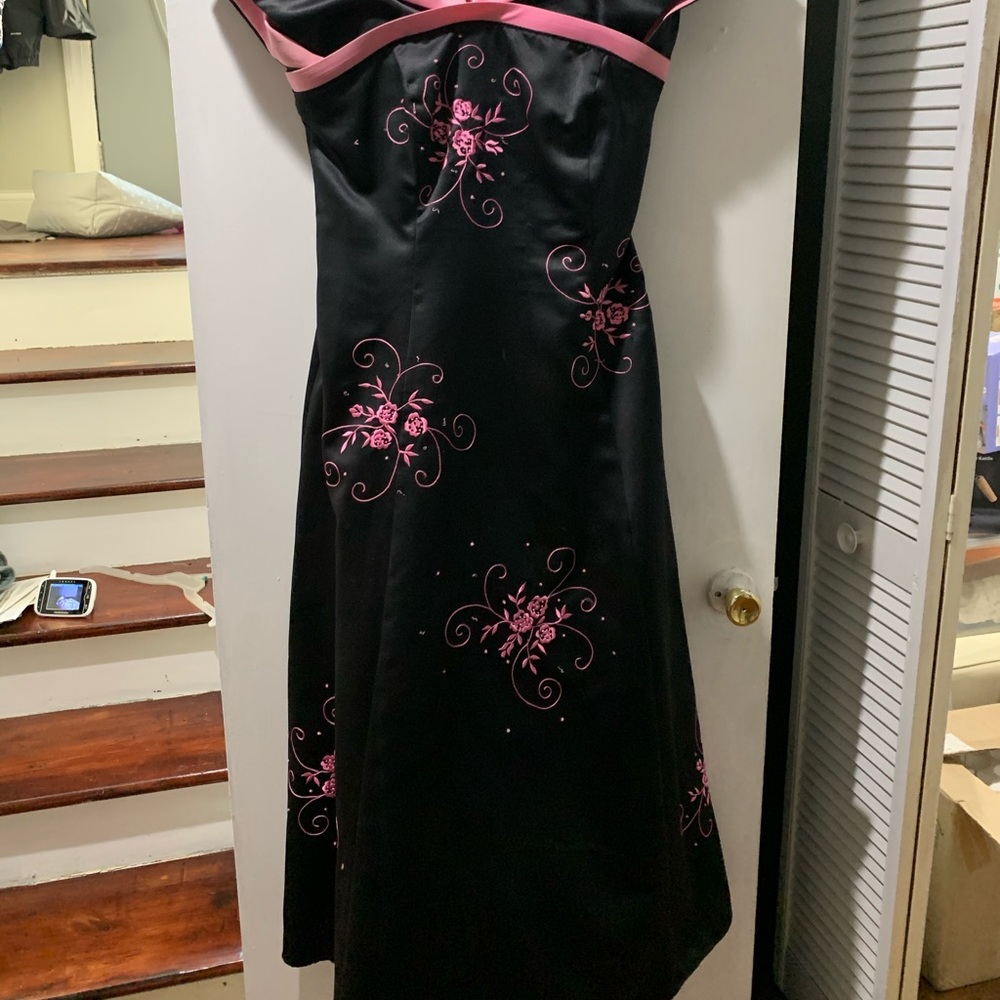 Black and pink formal dress. Floor length Size 14